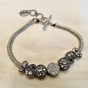 Silver Poesy Bracelet with 5 Beads & 2 Stoppers